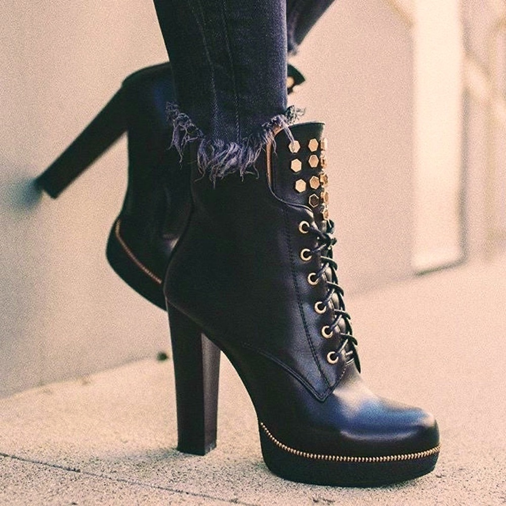 Black and Gold Ankle Boots